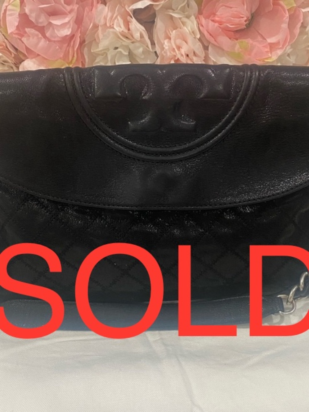 ***SOLD***Tory Burch Fleming Distressed Leather Fold-Over Hobo